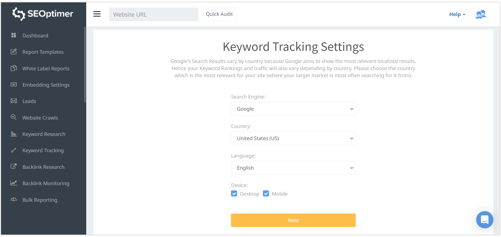 track bing, google, and mobile keyword rankings